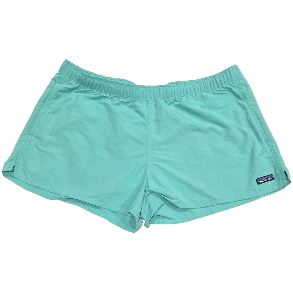 Patagonia Baggies Shorts Womens Aqua Blue Nylon Elastic Waist Athletic Hiking